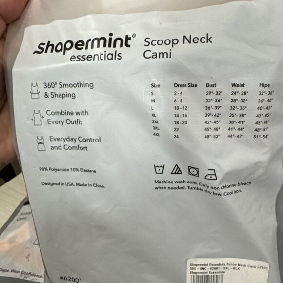 Shapermint Essentials Scoop Neck Cami Women's 2XL Black NWT 0044 - Picture 14 of 14